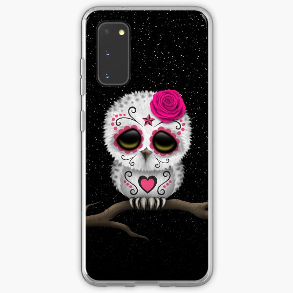 Cute Pink Day of the Dead Sugar Skull Owl Samsung Galaxy Soft Case