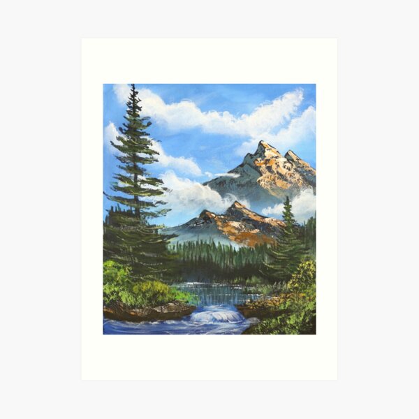 Bob Ross Inspired Landscape - Mountain Art Art Print