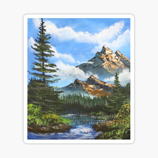 Bob Ross Inspired Landscape - Mountain Art Sticker