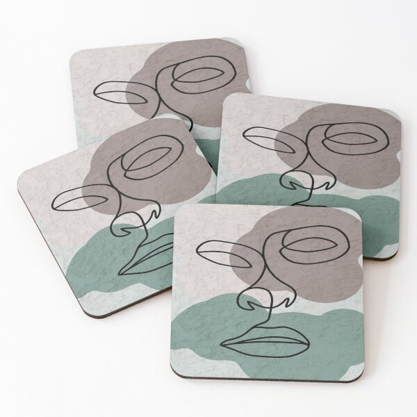 Item preview, Abstract Face design on brown green background. decorating, interiors designed and sold by jayne0524.