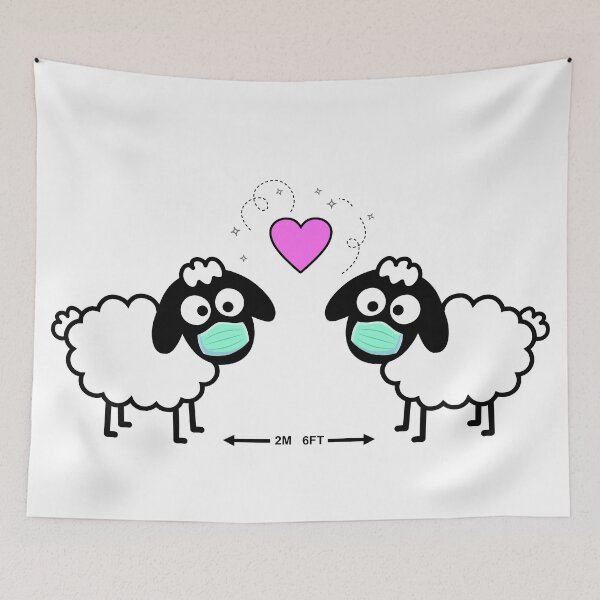 Item preview, LOVE WINS - Com’on Sheeple follow me - just not too close - cute & funny sheep medical mask pink heart art  designed and sold by originalsusie.