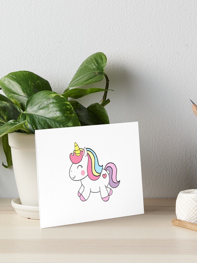 Cartoon Girls Canvas Wall Art with Unicorn Drawing Pastel Color