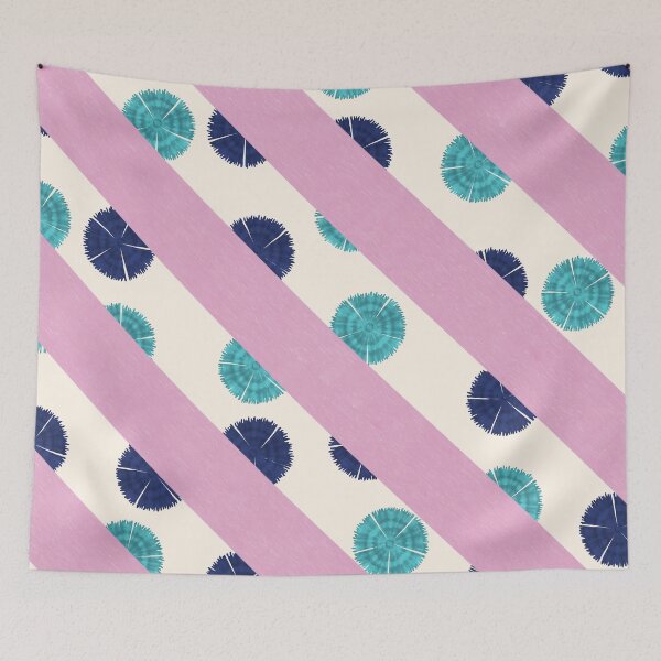 Item preview, Traditional Japanese Tie-dye Shibori Geometric Floral Nadeshiko Carnation Abstract Stripes Pattern in Pastel Cool Tones designed and sold by Charredsky.