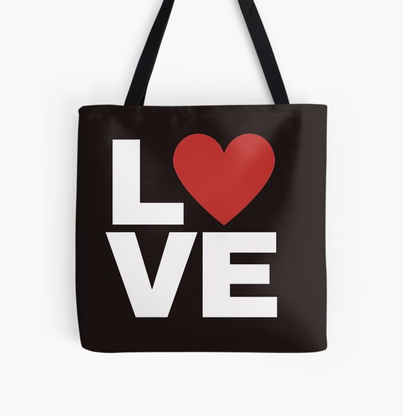 Love with red heart All Over Print Tote Bag