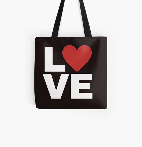 Love with red heart All Over Print Tote Bag