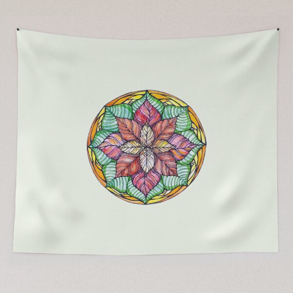 Item preview, Christmas mandala.Hand draw  ink and pen, Watercolor, on textured paper designed and sold by MandalaFlowerArt.