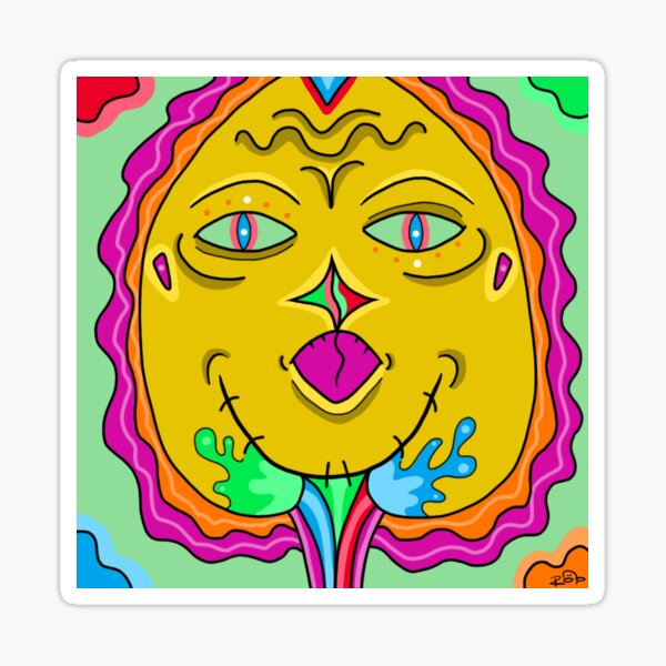 "Trippy Face PSYCHEDELIC DIGITAL ART DESIGN" Sticker by R0bArt