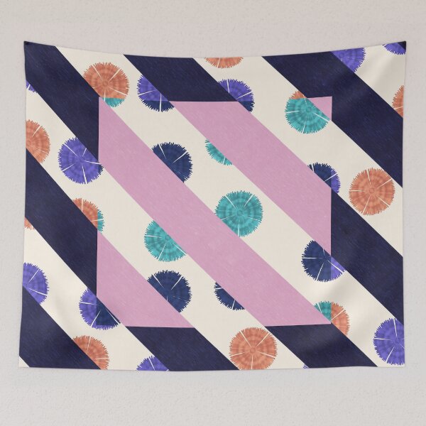 Item preview, "Nadeshiko" Geometric Floral Abstract Print - Inspired by Vintage Japanese Textiles designed and sold by Charredsky.