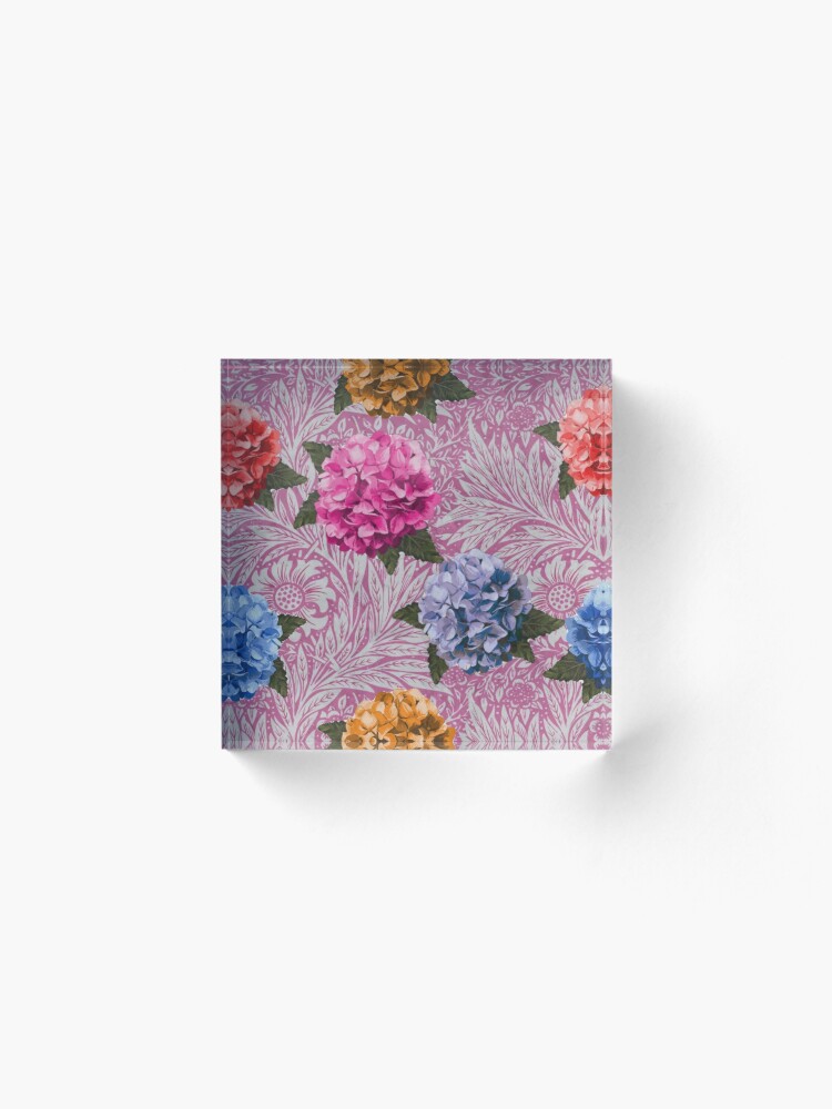 Alternate view of Hydrangea Riot in Pink Acrylic Block