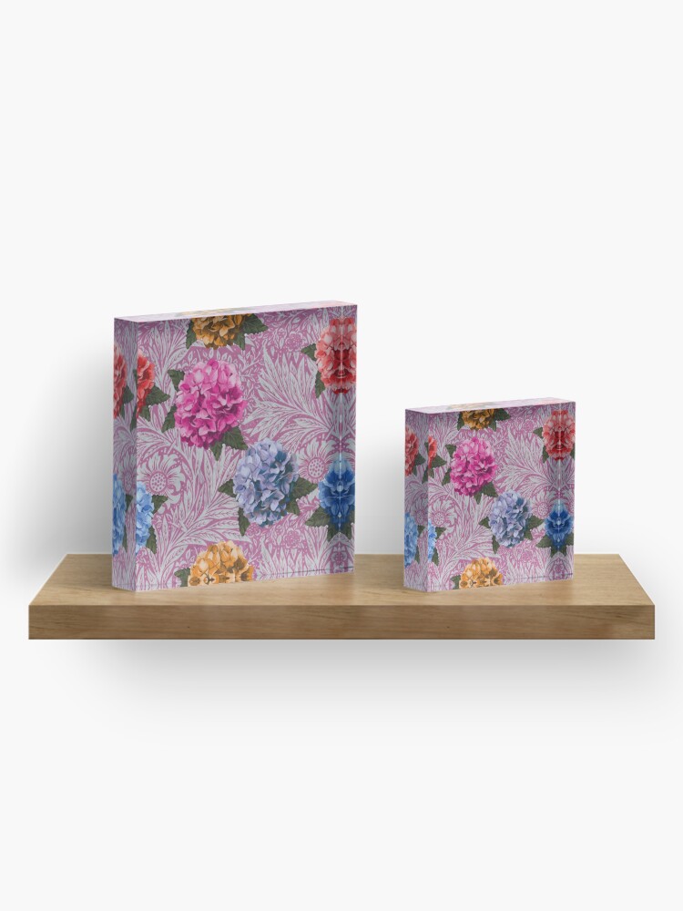 Alternate view of Hydrangea Riot in Pink Acrylic Block