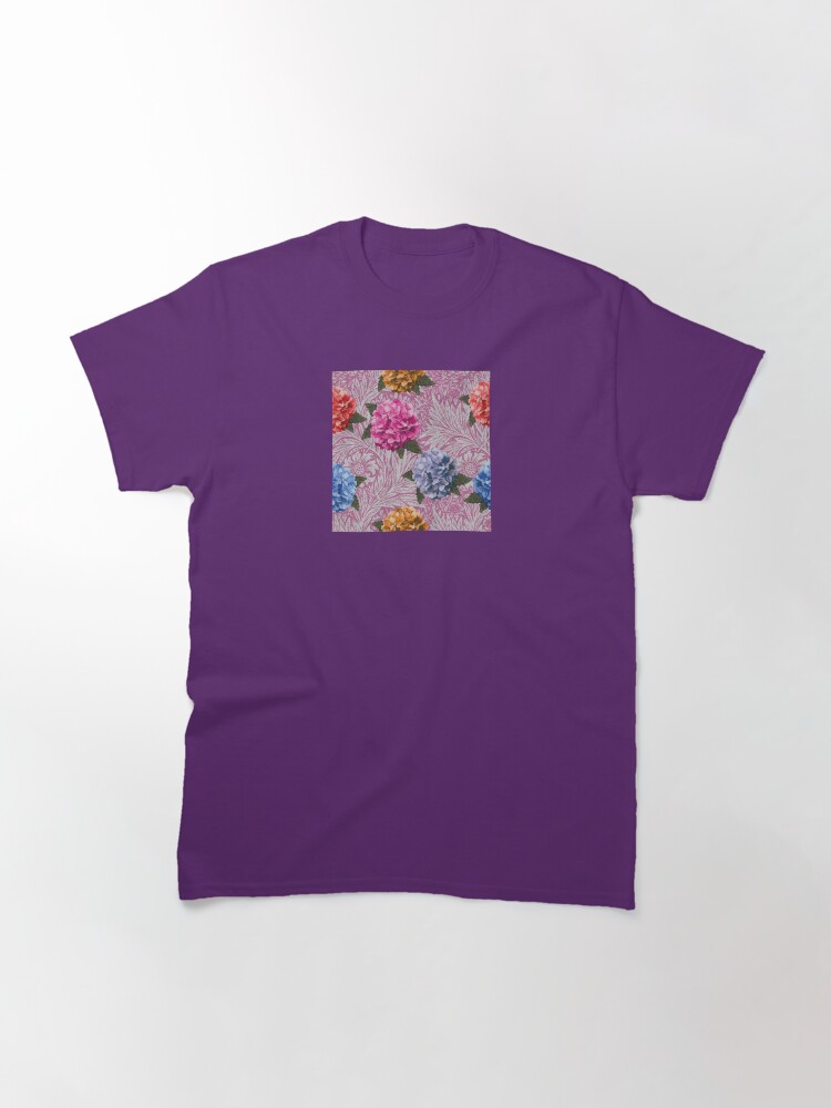 Thumbnail 2 of 7, Classic T-Shirt, Hydrangea Riot in Pink designed and sold by MeganSteer.