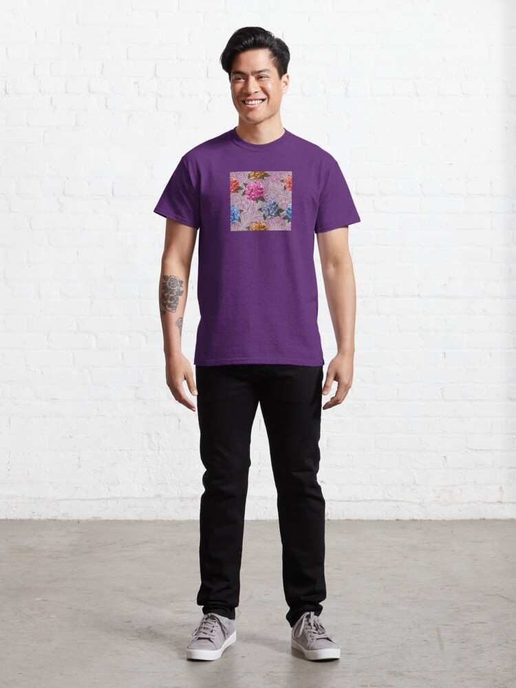 Thumbnail 3 of 7, Classic T-Shirt, Hydrangea Riot in Pink designed and sold by MeganSteer.