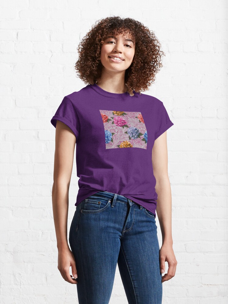 Thumbnail 4 of 7, Classic T-Shirt, Hydrangea Riot in Pink designed and sold by MeganSteer.