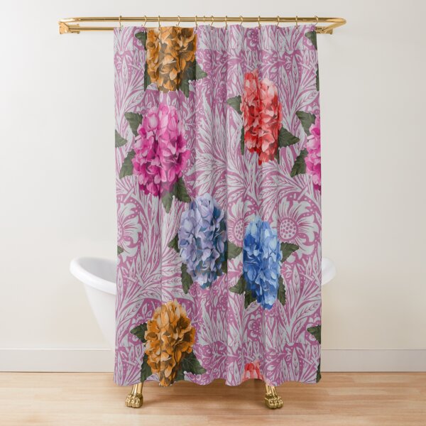 Hydrangea Riot in Pink Shower Curtain