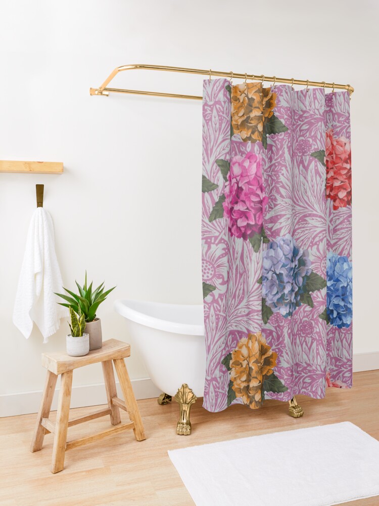 Alternate view of Hydrangea Riot in Pink Shower Curtain
