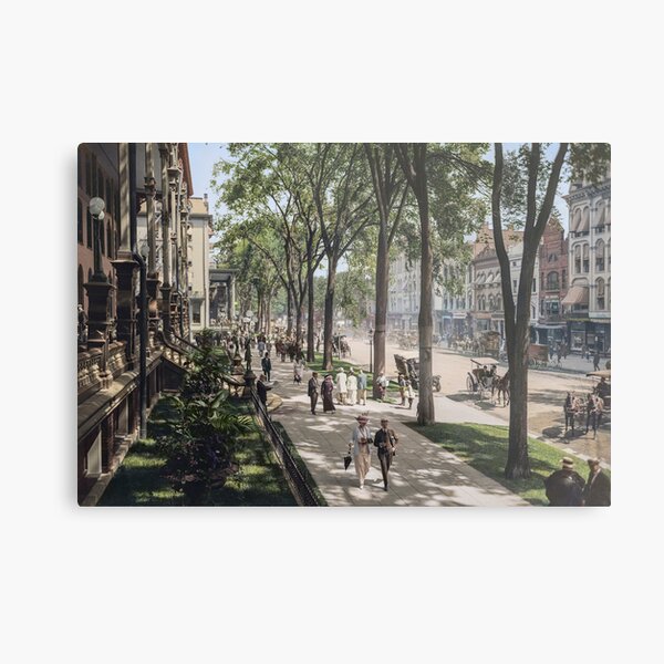Broadway in Saratoga Springs, New York, ca 1915 (full size) Metal Print