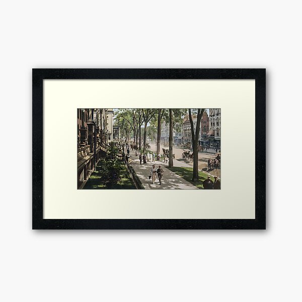 Broadway in Saratoga Springs, New York, ca 1915 (16:9 crop) Framed Art Print
