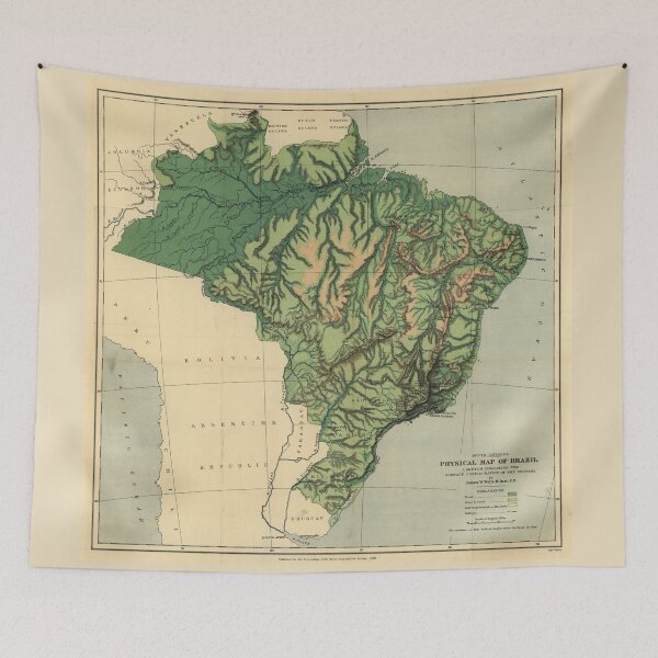 Item preview, Vintage Physical Map of Brazil (1886) designed and sold by BravuraMedia.