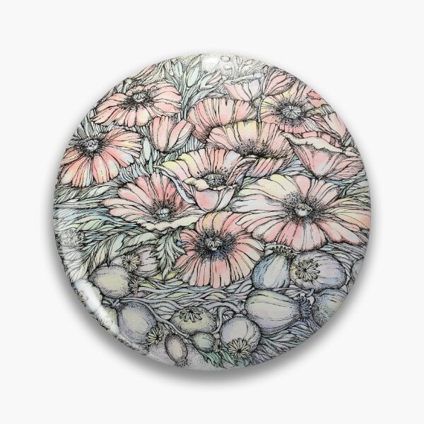 Item preview, Poppies.Hand draw  ink and pen, Watercolor, on textured paper designed and sold by MandalaFlowerArt.