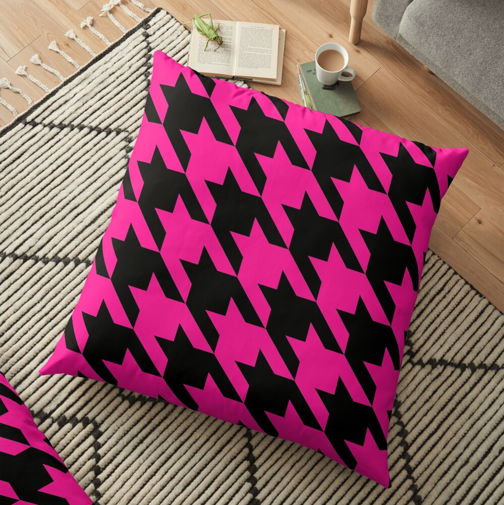 pink houndstooth Floor Pillow