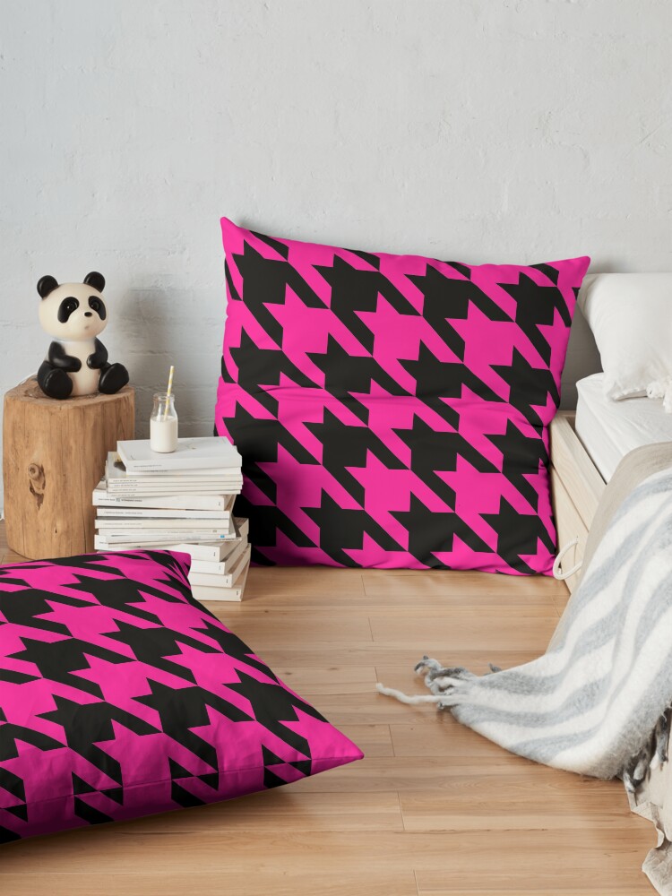 Alternate view of pink houndstooth Floor Pillow