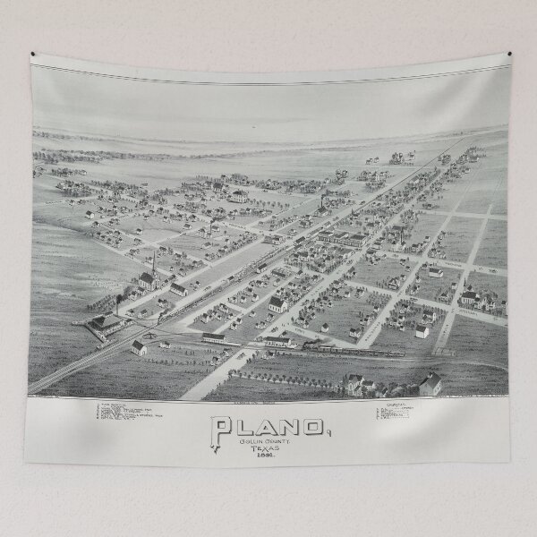 Item preview, Vintage Pictorial Map of Plano TX (1891) designed and sold by BravuraMedia.