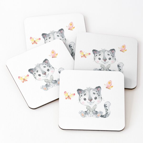 Item preview, Baby Snow Leopard With Butterflies designed and sold by KitsunePrints.