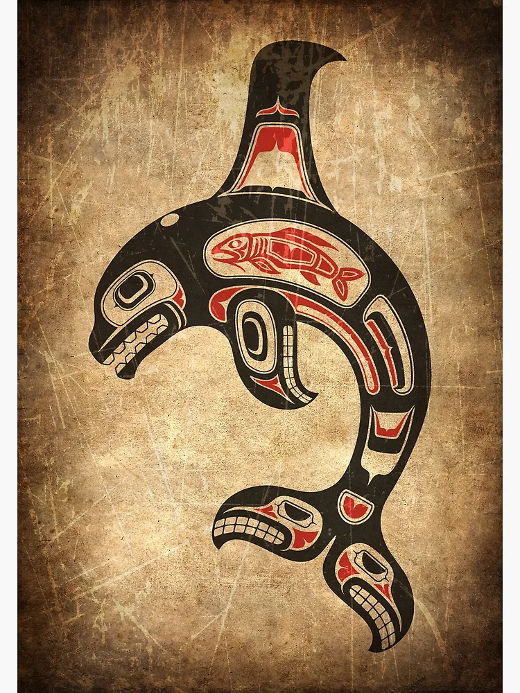 Red and Black Haida Spirit Killer Whale