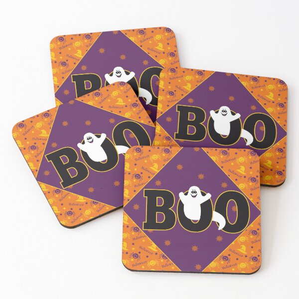 Item preview, Halloween pattern with a ghost coming through the word Boo designed and sold by DoodleBugDigits.