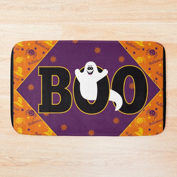 Item preview, Halloween pattern with a ghost coming through the word Boo designed and sold by DoodleBugDigits.