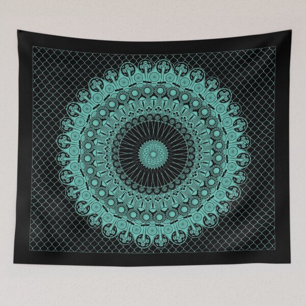 Item preview, Bike Polo Mandala Black & Teal designed and sold by ChristineWilson.