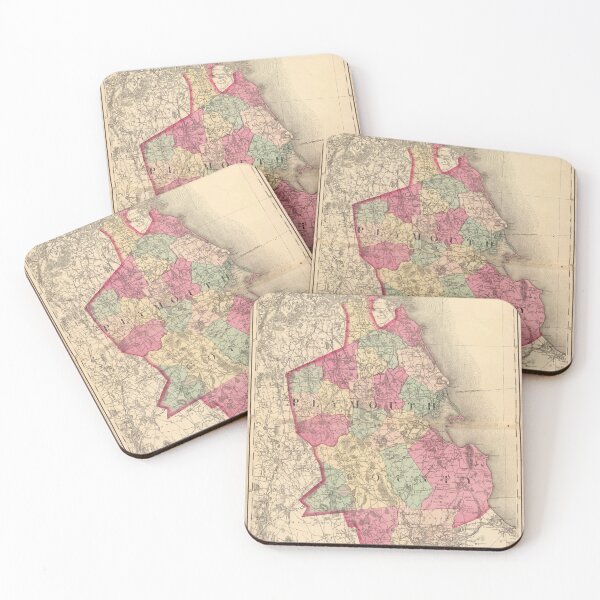 Item preview, Vintage Map of Plymouth County MA (1871) designed and sold by BravuraMedia.