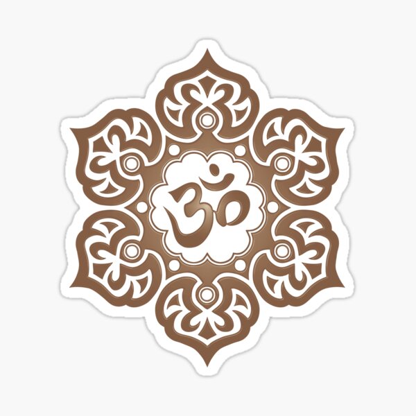 Fleur de Lotus en pierre vieillie Yoga Om Sticker