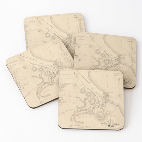 Item preview, Vintage Map of Plymouth Village MA (1846) designed and sold by BravuraMedia.