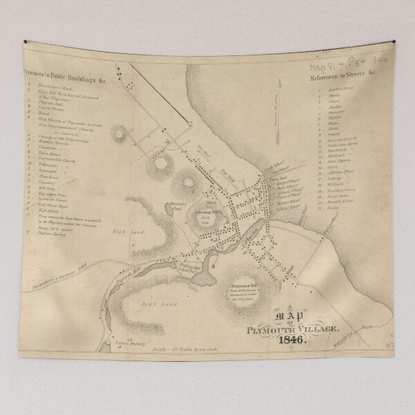 Item preview, Vintage Map of Plymouth Village MA (1846) designed and sold by BravuraMedia.