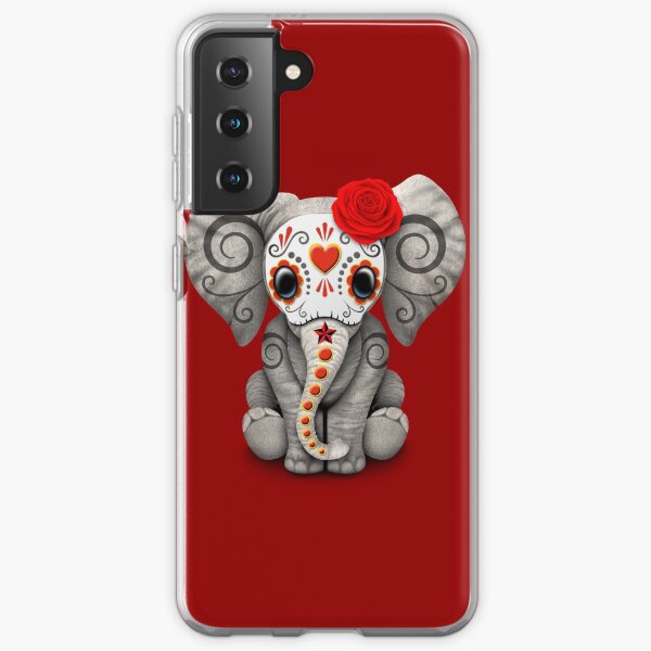 Red Day of the Dead Sugar Skull Baby Elephant Samsung Galaxy Soft Case