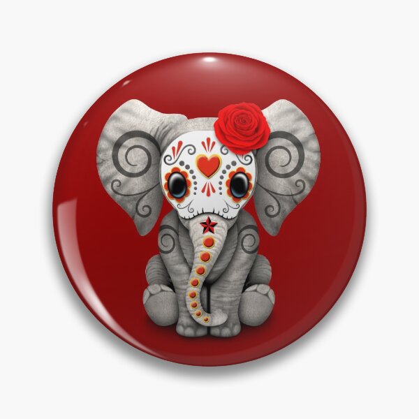 Item preview, Red Day of the Dead Sugar Skull Baby Elephant designed and sold by JeffBartels.