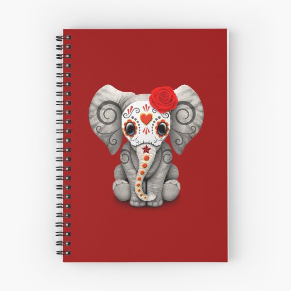 Item preview, Red Day of the Dead Sugar Skull Baby Elephant designed and sold by JeffBartels.