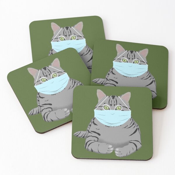 Item preview, Funny Cat in Face Mask  - Quarantine Kitty Cat designed and sold by Crow and Monkey.