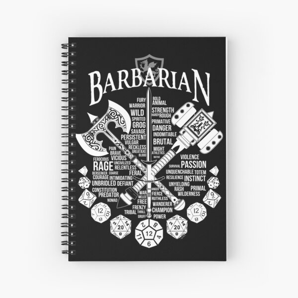 RPG Class Series: Barbarian - White Version Spiral Notebook