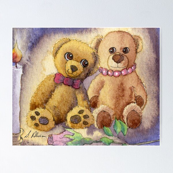 Item preview, Teddy bear first date designed and sold by SusanAlisonArt.