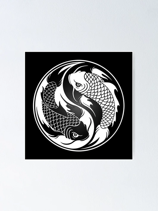 Magnet Traditional Japanese Koi Fish Tattoo Style Drawing Magnetic Vinyl Magnet Bumper Sticker (12" Tall