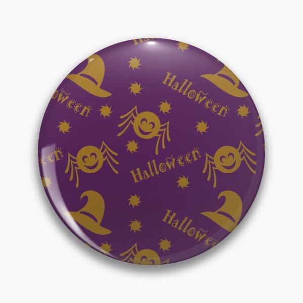 Item preview, Halloween repeating pattern with spider and witch's hat in purple and yellow designed and sold by DoodleBugDigits.