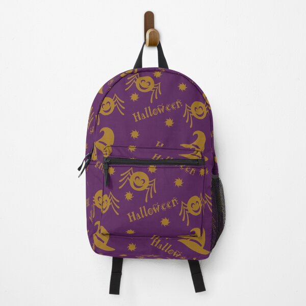 Item preview, Halloween repeating pattern with spider and witch's hat in purple and yellow designed and sold by DoodleBugDigits.