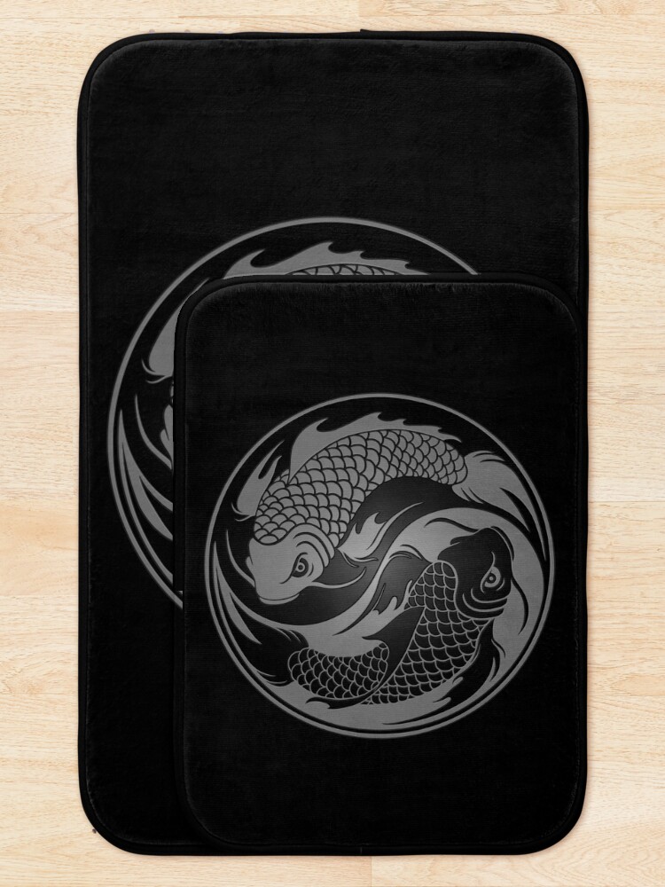 Alternate view of Gray and Black Yin Yang Koi Fish Bath Mat
