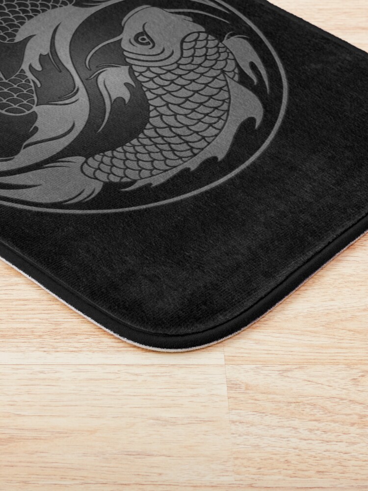 Alternate view of Gray and Black Yin Yang Koi Fish Bath Mat
