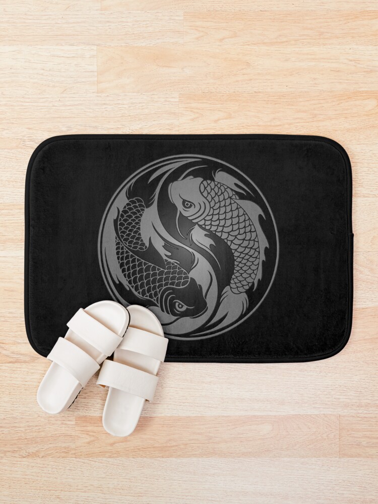 Alternate view of Gray and Black Yin Yang Koi Fish Bath Mat