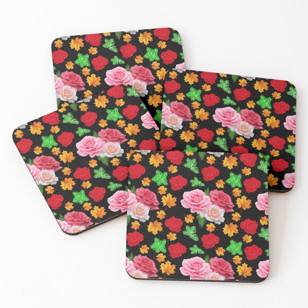 Item preview, Rose flower pattern art with black background designed and sold by SueSakpal.