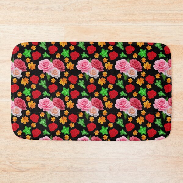 Item preview, Rose flower pattern art with black background designed and sold by SueSakpal.