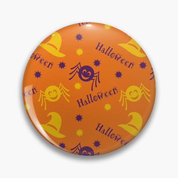 Item preview, Halloween seamless pattern with spider and witch's hat in purple, yellow and orange designed and sold by DoodleBugDigits.